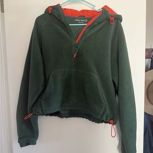 Outdoor Voices Charcoal Fleece Jacket with Red Lining